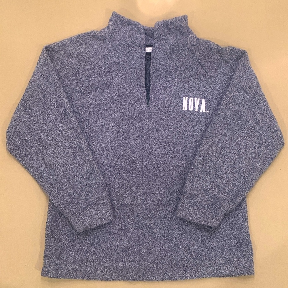 Villanova Nova Wooly Threads 1/4 Zip Thick Sweatshirt Large Blue White Made USA